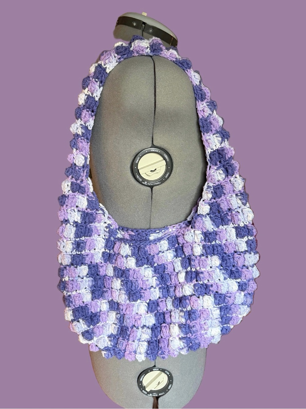 Handmade Lavender Crochet Shoulder Bag - Unbranded